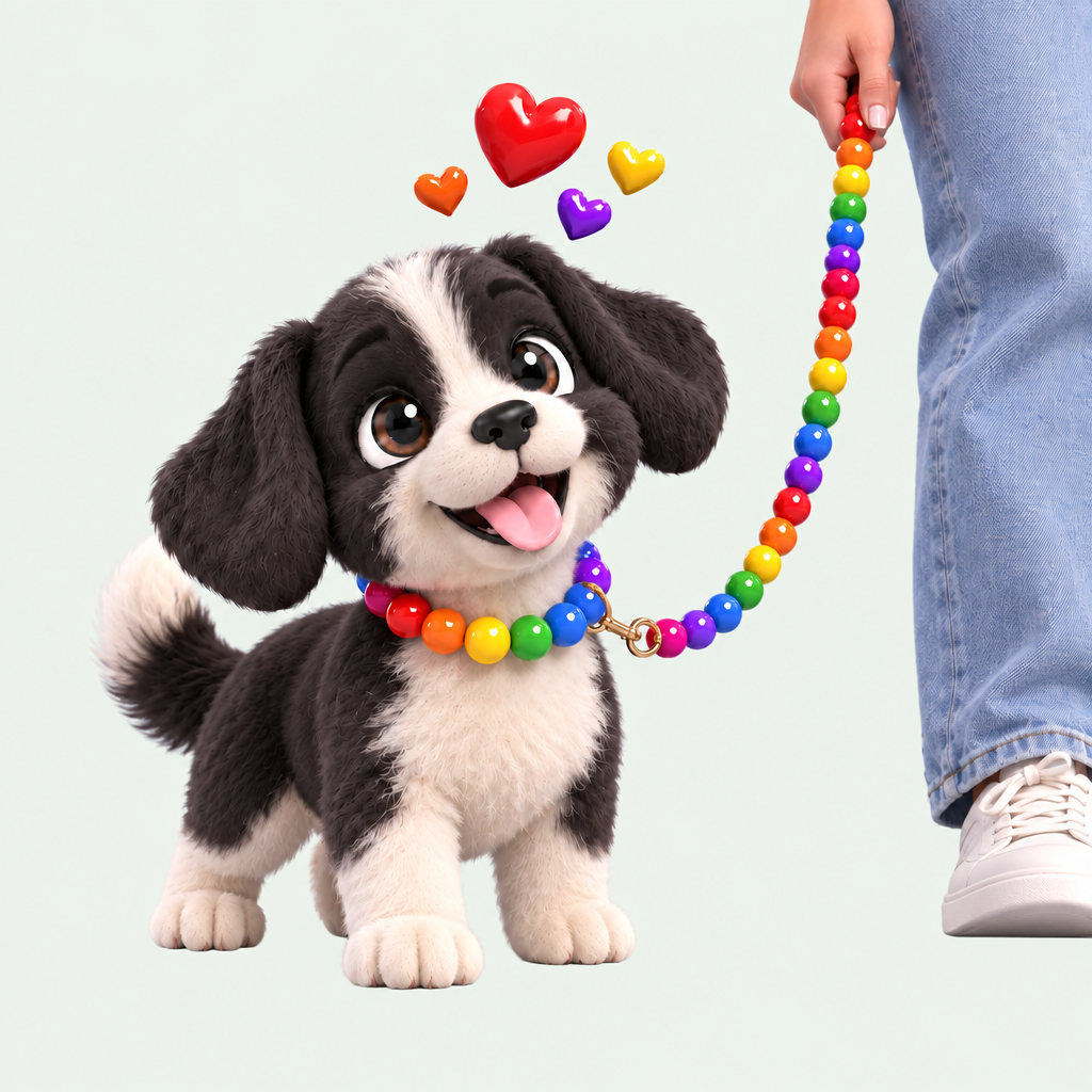 Hondje met saliegroene achtergrond