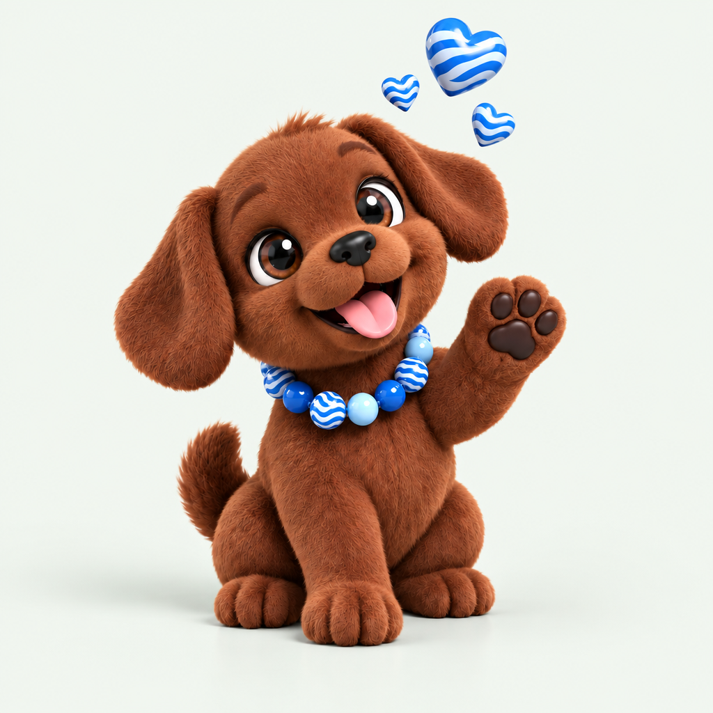 Blauwe puppy met salie groene achtergrond #f4f7f4