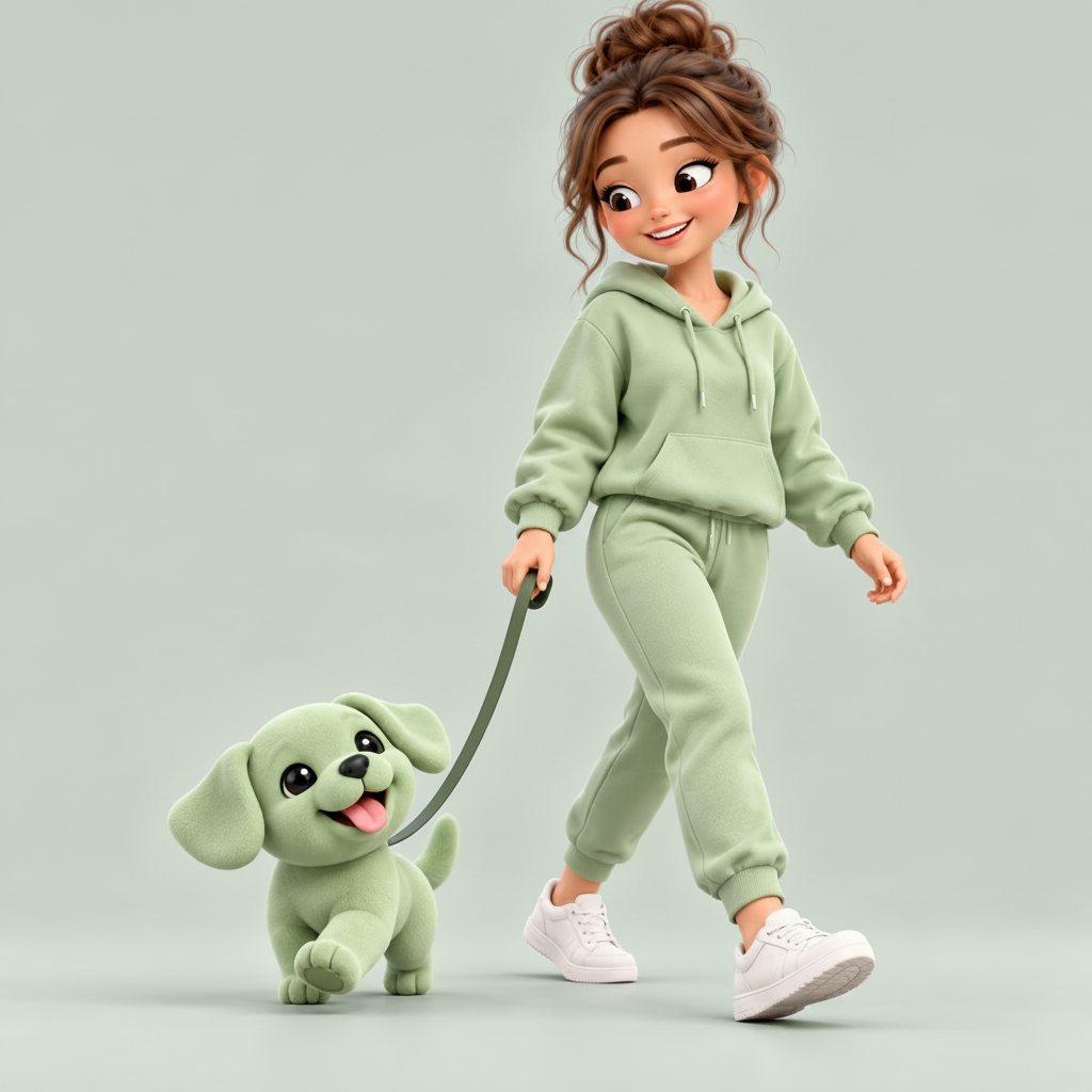 Walk-illustratie met saliegroene achtergrond
